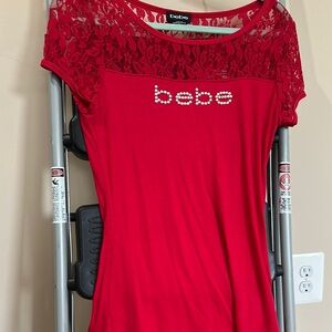 Bebe Scarlet Lace Detail Top